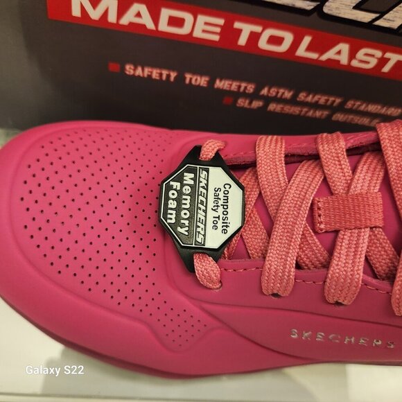 Skechers "Deloney" Pink Comp Toe Work Sneakers. NIB. Size 5.5 - Picture 2 of 14